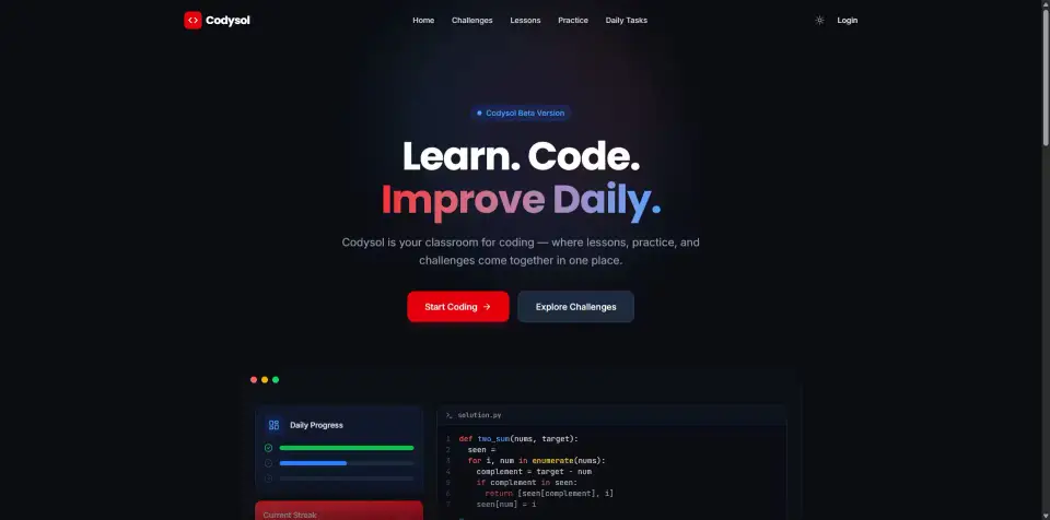 Codysol landing page